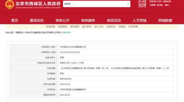 德云社未取得衛(wèi)生許可證被罰3萬 處罰事由是未取得衛(wèi)生許可證從事公共場所經(jīng)營活動