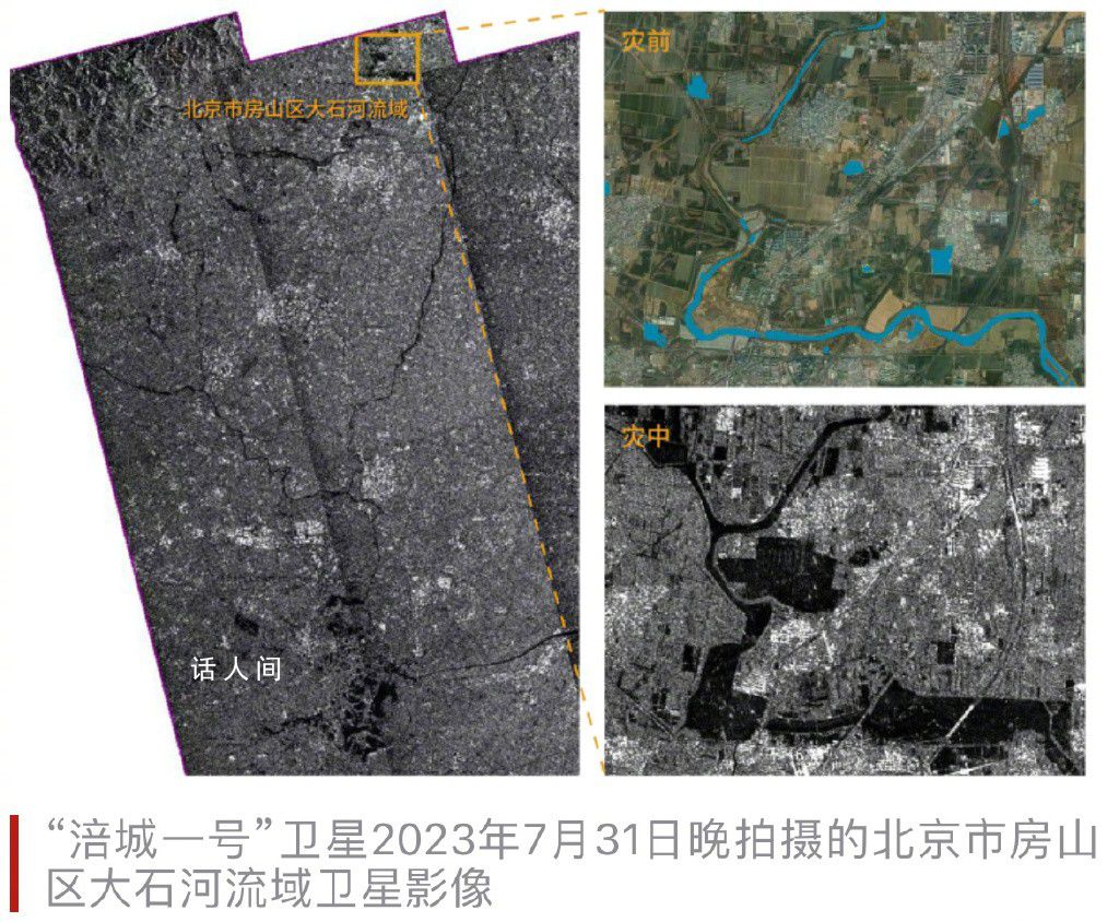 衛星圖像顯示河北涿州災情嚴重 新增水體面積估算達20余平方公里