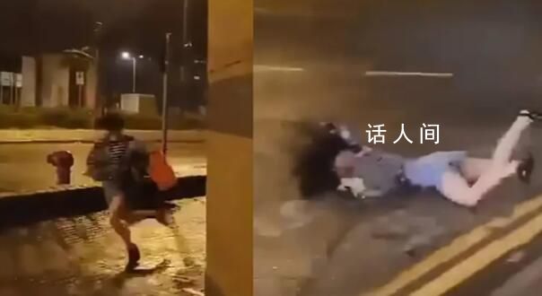 女子被臺風吹倒臉貼地滑行數米 網友：太危險了