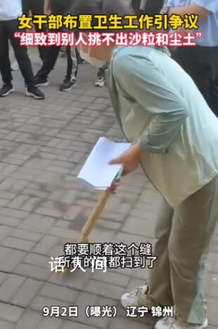 遼寧一干部要求打掃磚縫無塵土沙粒 還親自示范怎么掃