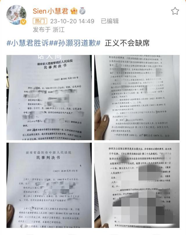 小慧君稱會(huì)發(fā)起新的訴訟 配圖為兩份判決書(shū)部分頁(yè)面