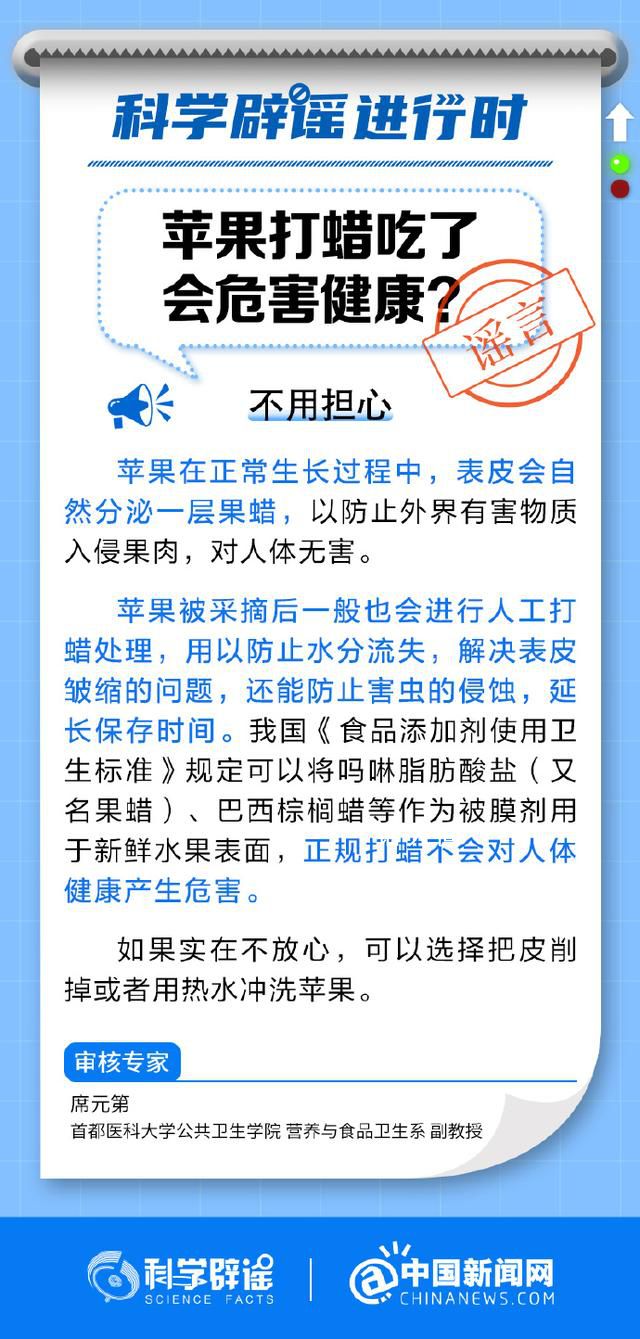 蘋果打蠟吃了會危害健康?正規打蠟不會對人體健康產生危害