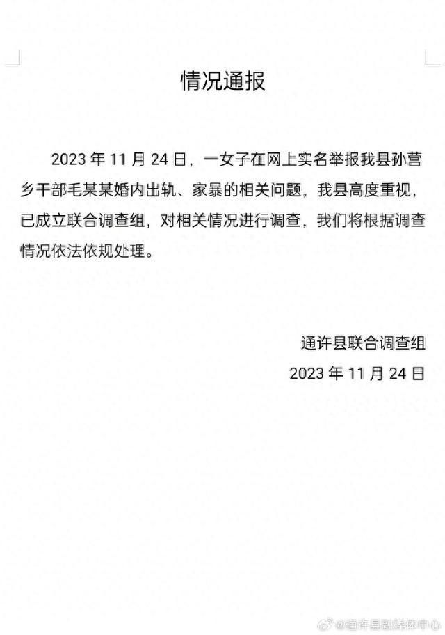 河南一鄉鎮干部出軌家暴?官方通報