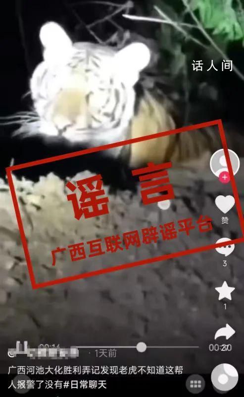 官方辟謠廣西兩地出現野生老虎 經教育批評發布人已刪除該視頻