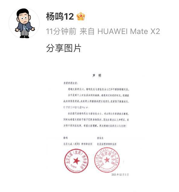 楊鳴唐佳良離婚 楊鳴曾數(shù)次起訴離婚