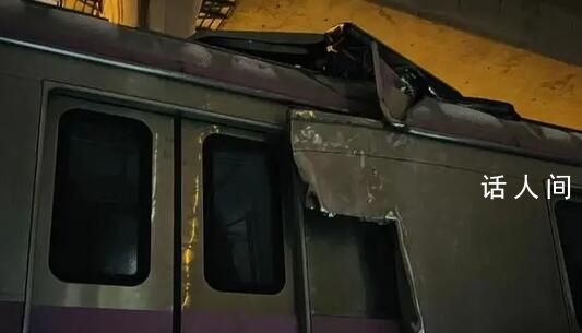 實(shí)拍受損地鐵:兩節(jié)車廂被擠壓