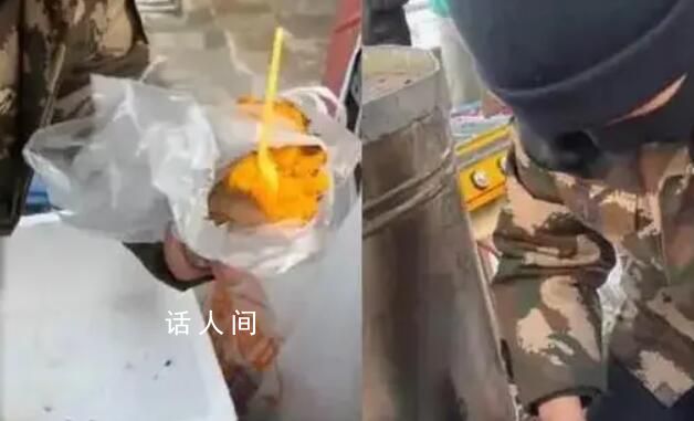 東北大哥賣烤地瓜給外地游客配勺 用不用給你們掰開用勺子吃