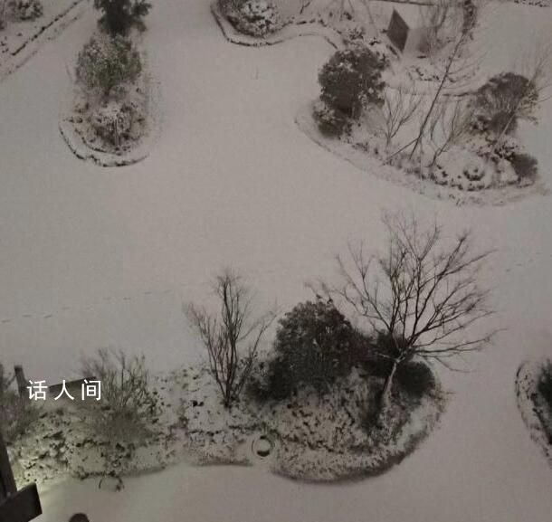長沙下雪 市民深夜撐傘拍雪景