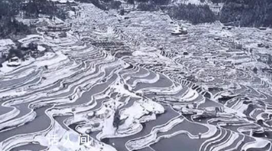 貴州梯田雪后形成大地指紋 這個(gè)景象太美了