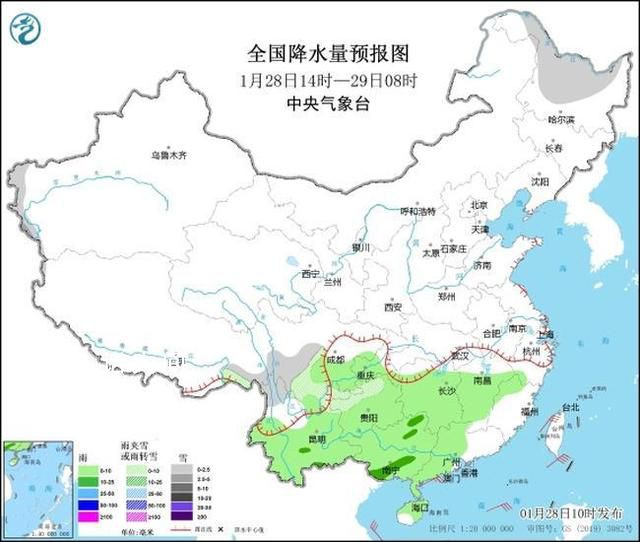 我國中東部將迎大范圍雨雪天氣 長江以北大部地區有降雪或雨夾雪