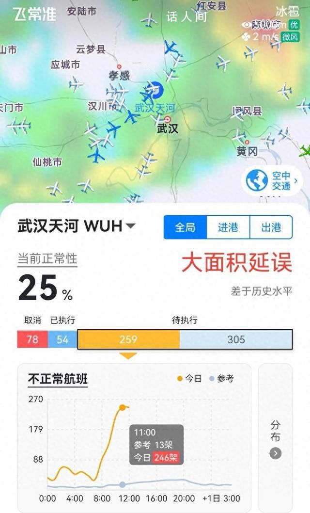 武漢飛成都航班80%延誤或取消 機場相關航班信息還在變化