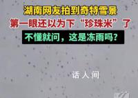 起猛了看湖南下雪還以為天上掉大米 一粒粒雪從空中墜落