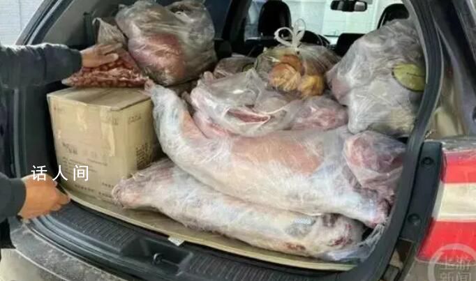 返程后備箱裝了兩只羊有300斤 帶回的東北大米夠吃一年