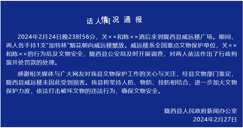 2男子持加特林向文物掃射被拘 行拘并處罰款