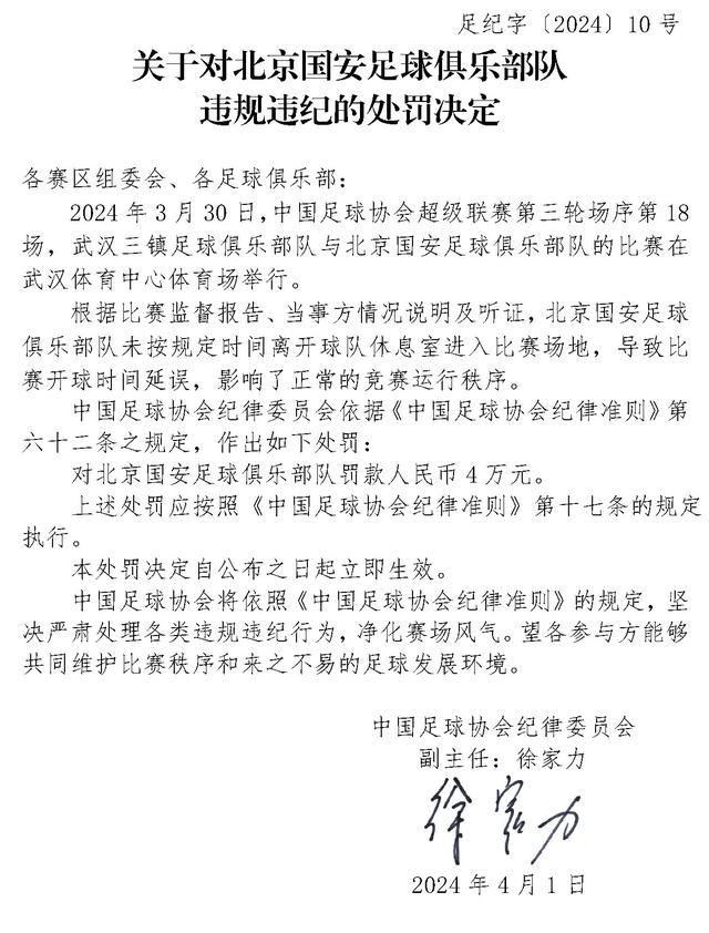 延誤比賽開球時間 國安被罰4萬